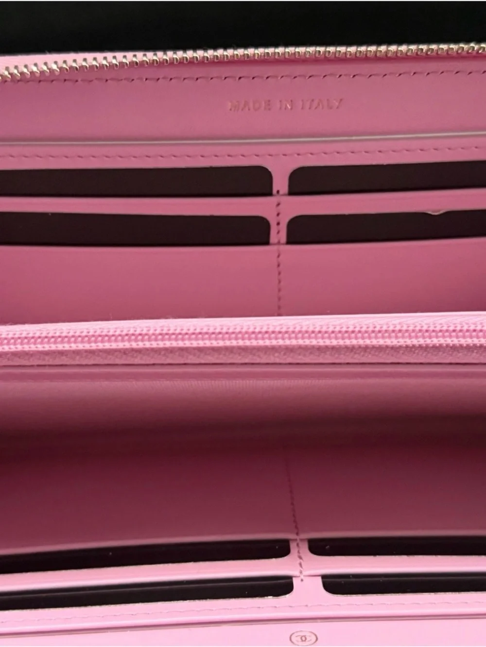 CHANEL Pink Quilted Zip-Around Long Wallet with CC Logo